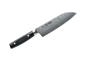 SAIUN 9003 - Santoku knife of Damascus steel 170 mm blade. Kanetsugu, Japan